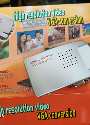 Конвертер VGA to AV RCA  Видео адаптер тюльпан S-Video на VGA
