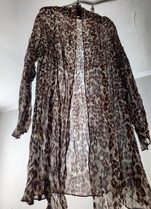 Леопардовая прозрачная блуза кардиган накидка