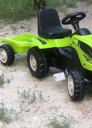 Детский трактор на педалях Micromax с прицепом (зеленый цвет)
