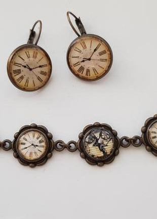 Стильный оригинальный набор браслет и сережки