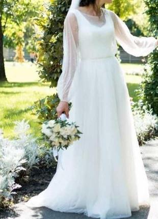 Біла айворі весільна сукня 2021 у стилі мінімалізм бохо, стиль...