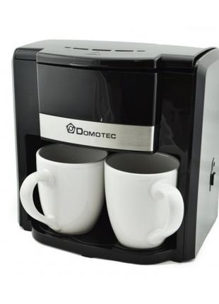 Кофеварка капельная на 2 чашки Domotec MS-0708 500W