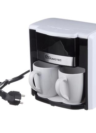 Кофеварка капельная на 2 чашки Domotec MS-0706 500W белая