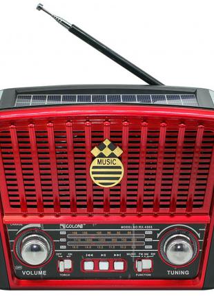 Радиоприёмник портативный Golon RX-456S Solar Красный с фонариком