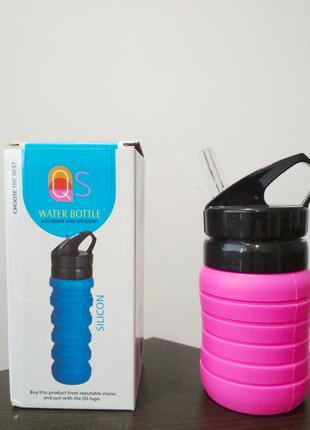 Бутылка силиконовая гармошка с поилкой QS Water Bottle Silicon...