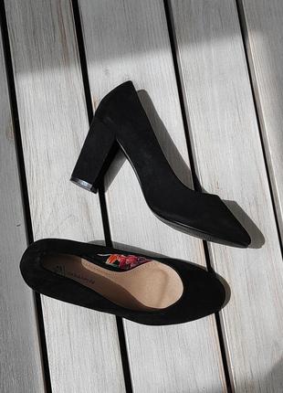 Чёрные замшевые женские туфли new look