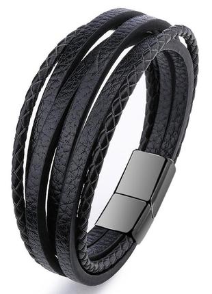 Мужской кожаный браслет Primo Rope Style 20.5 с магнитной заст...