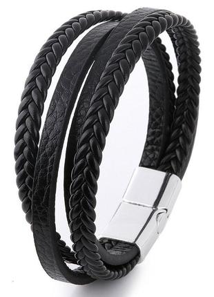 Мужской кожаный браслет Primo Rope 20.5 с магнитной застежкой ...