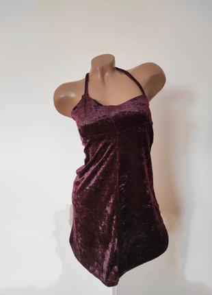 Платье сарафан new look бордовое вилюр бархат бархатное вечерн...