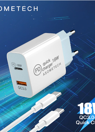 ASOMETECH 18W USB 3.0 PD зарядное устройство QC 3.0 быстрая заряд