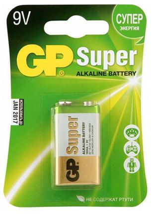 Батарейка крона GP Super Alkaline Battery 9V. Алкалиновая бата...