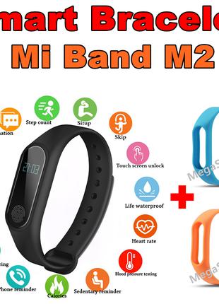 Фитнес браслет трекер Mi Band M2 с тонометром, женские мужские...