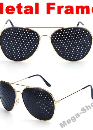 Очки-перфорационные "Aviator Gold". Перфорационные очки с дыро...