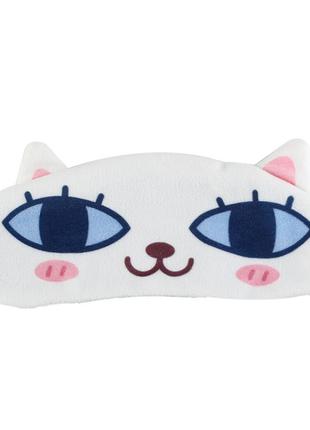Удобная и милая маска для сна "Котик 5 белая" Повязка на глаза...