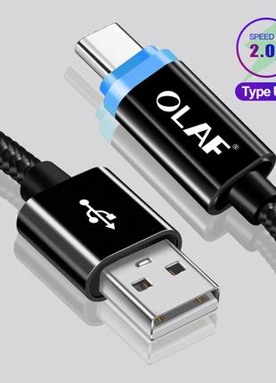 Кабель для зарядки телефона смартфона Olaf USB - Type-C LED по...