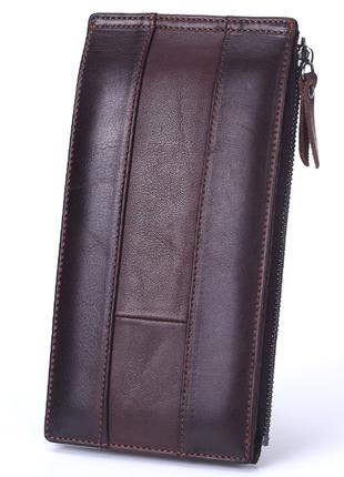 Мужской длинный кожаный кошелек портмоне на кнопке Premium C24...