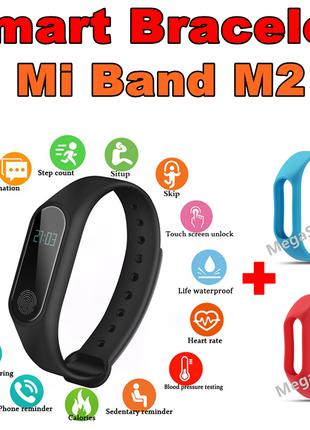 Фитнес браслет трекер Mi Band M2 с тонометром, женские мужские...