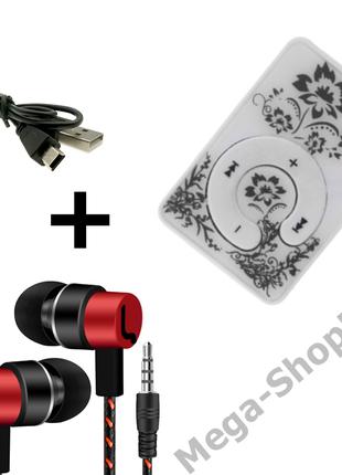 Мини MP3 плеер клипса + вакуумные наушники + USB переходник. М...