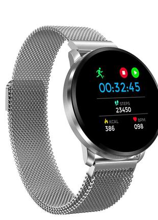 Сенсорные умные смарт часы Smart Watch D68 Серебристые с тоном...