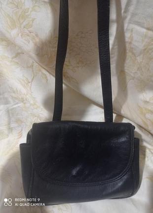 Кожаная черная сумка барсетка   кросбоди натуральная кожа 💯 индия