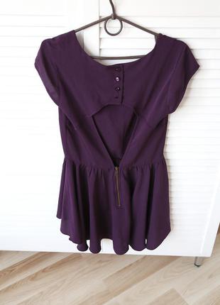 Блузка/кофта нарядна с баской, цвета баклажан,s-m