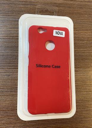 Оригинальный чехол Silicone Case на телефон Huawei Nova красно...