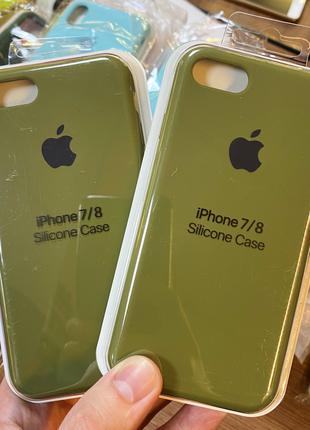 Оригинальный чехол Silicone Case на iPhone 7 оливкового цвета