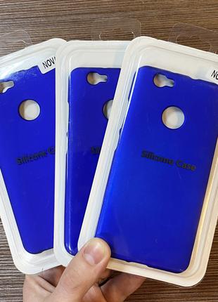 Оригинальный чехол Silicone Case на телефон Huawei Nova синего...