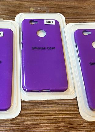 Оригинальный чехол Silicone Case на телефон Huawei Nova фиолет...