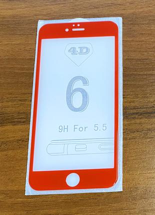 Защитное стекло на iPhone 6 Plus/6S Plus 4D красного цвета