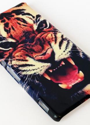 Чехол-накладка на телефон Sony M4 с рисунком тигра