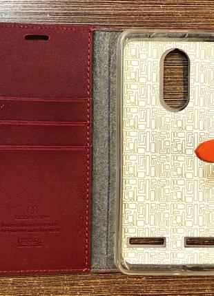 Чехол-книжка на телефон Lenovo K6 бордового цвета