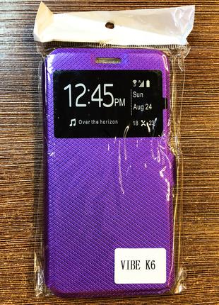 Чехол-книжка на телефон Lenovo K6 фиолетового цвета