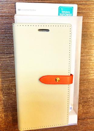 Чохол-книжка на телефон Lenovo K6 Power бежевого кольору