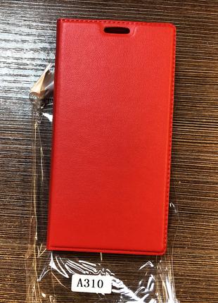 Чехол-книжка на телефон Samsung A310 красного цвета