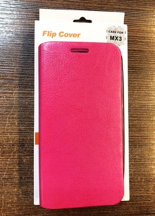 Чехол-книжка на телефон Meizu MX3 розового цвета