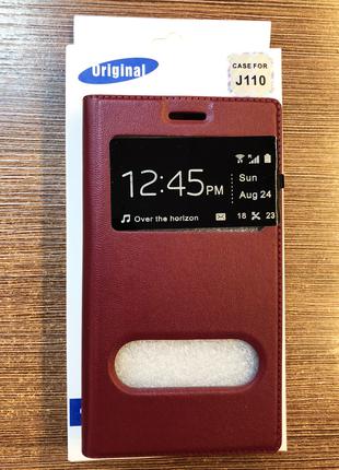 Чехол-книжка на телефон Samsung J110 бордового цвета