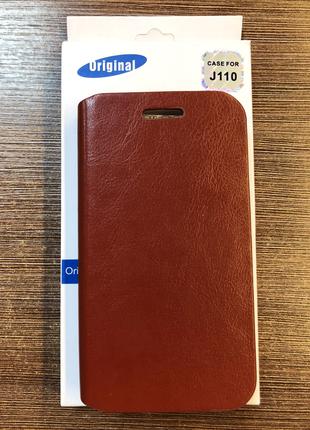 Чехол-книжка на телефон Samsung J110 коричневого цвета