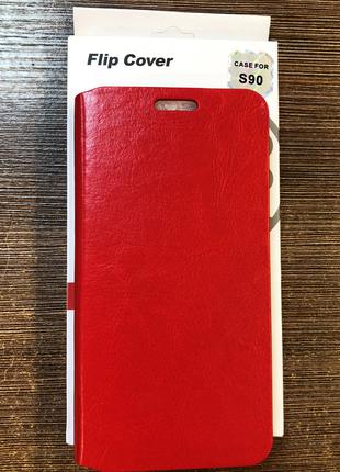 Чехол-книжка на телефон Lenovo S90 красного цвета