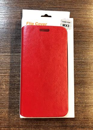 Чехол-книжка на телефон Meizu MX3 красного цвета