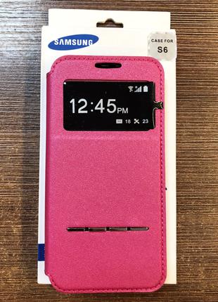 Чехол-книжка на телефон Samsung S6 розового цвета