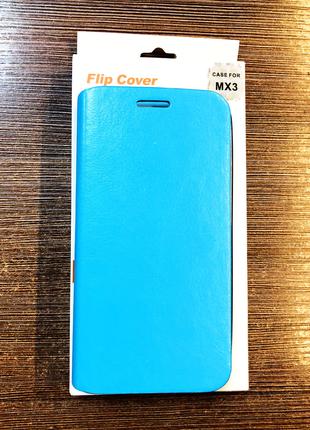 Чехол-книжка на телефон Meizu MX3 голубого цвета
