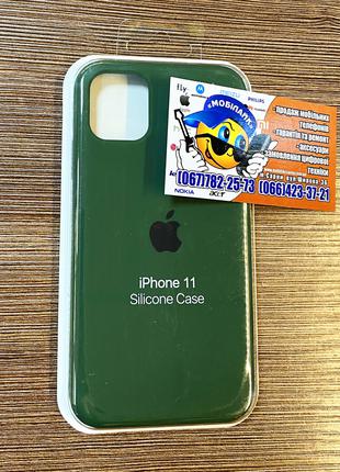 Оригинальный чехол Silicone Case на iPhone 11 темно-зеленого ц...