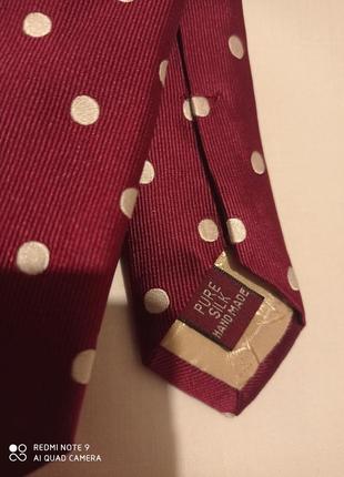 Краватка чистий шовк 💯 tm левін. 1+1=3 фірмовий бордовий в біл...