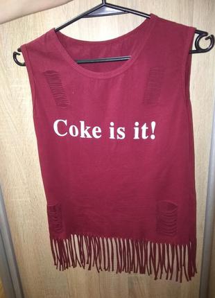 Майка с рюшами coke