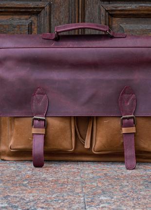 Кожаный мужской портфель, Портфель для документов и ноутбука