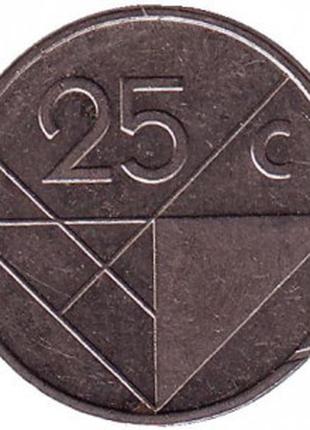 Монета 25 центов. 1987,88,90,92 год, Аруба. (в холдере)