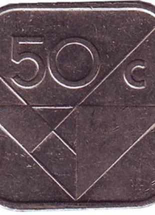 Монета 50 центов, 2001,03 год, Аруба. (в холдере)