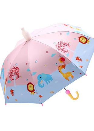 Дитячий парасольку Lesko QY2011301 Funny Animals Pink тростина...