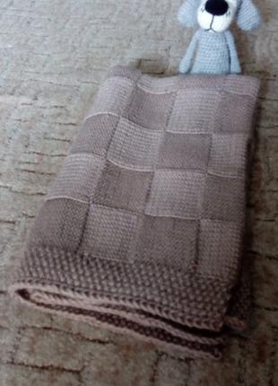 Детский вязаный плед-одеяло ручной работы.